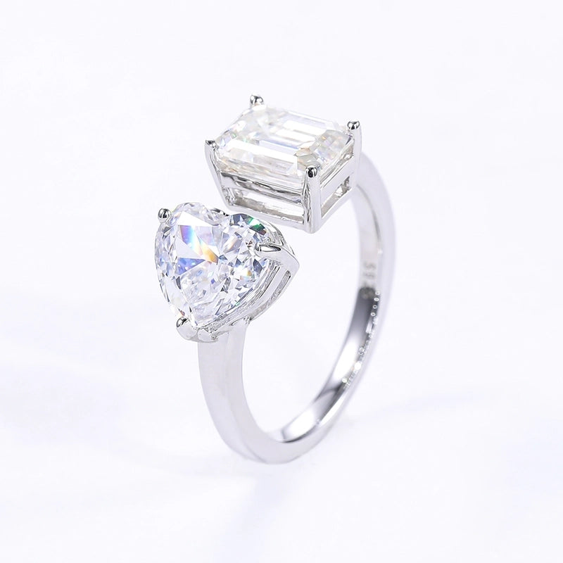 Round Brilliant 18K Gold Plated Moissanite Rings Heart Shape VVS1-VVS2