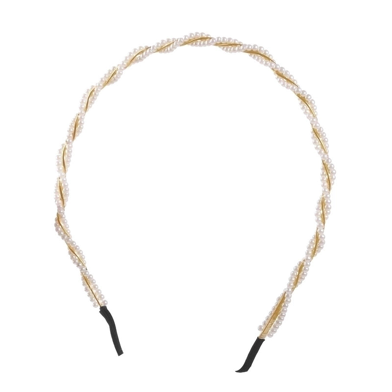 Sweet Geometric Alloy Inlay Artificial Pearls Hair Band