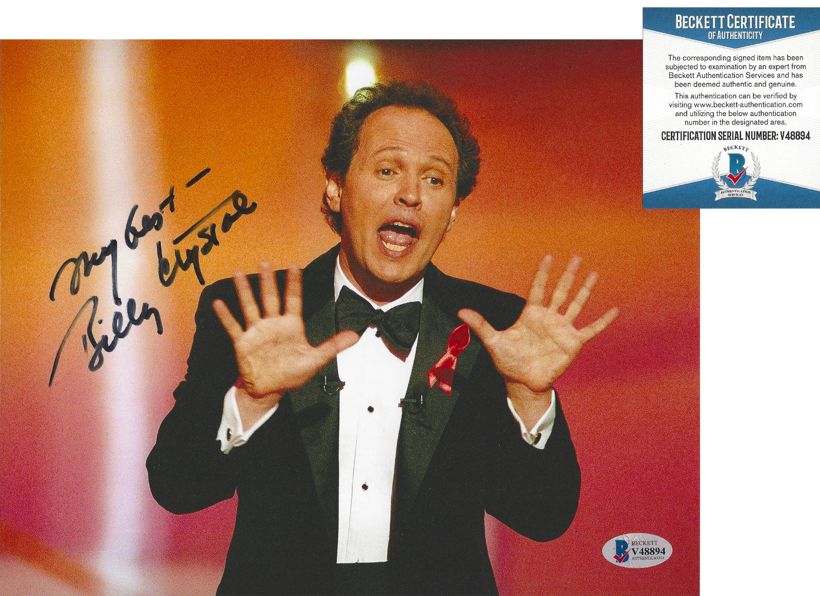 BILLY CRYSTAL LEGENDARY STAND UP COMEDIAN SIGNED 8x10 Photo Poster painting BECKETT COA BAS