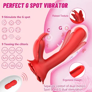 3-in-1 Rose Butterfly Flapping Vibrator: G-Spot and Clitoral Stimulator-Body Safe Silicone