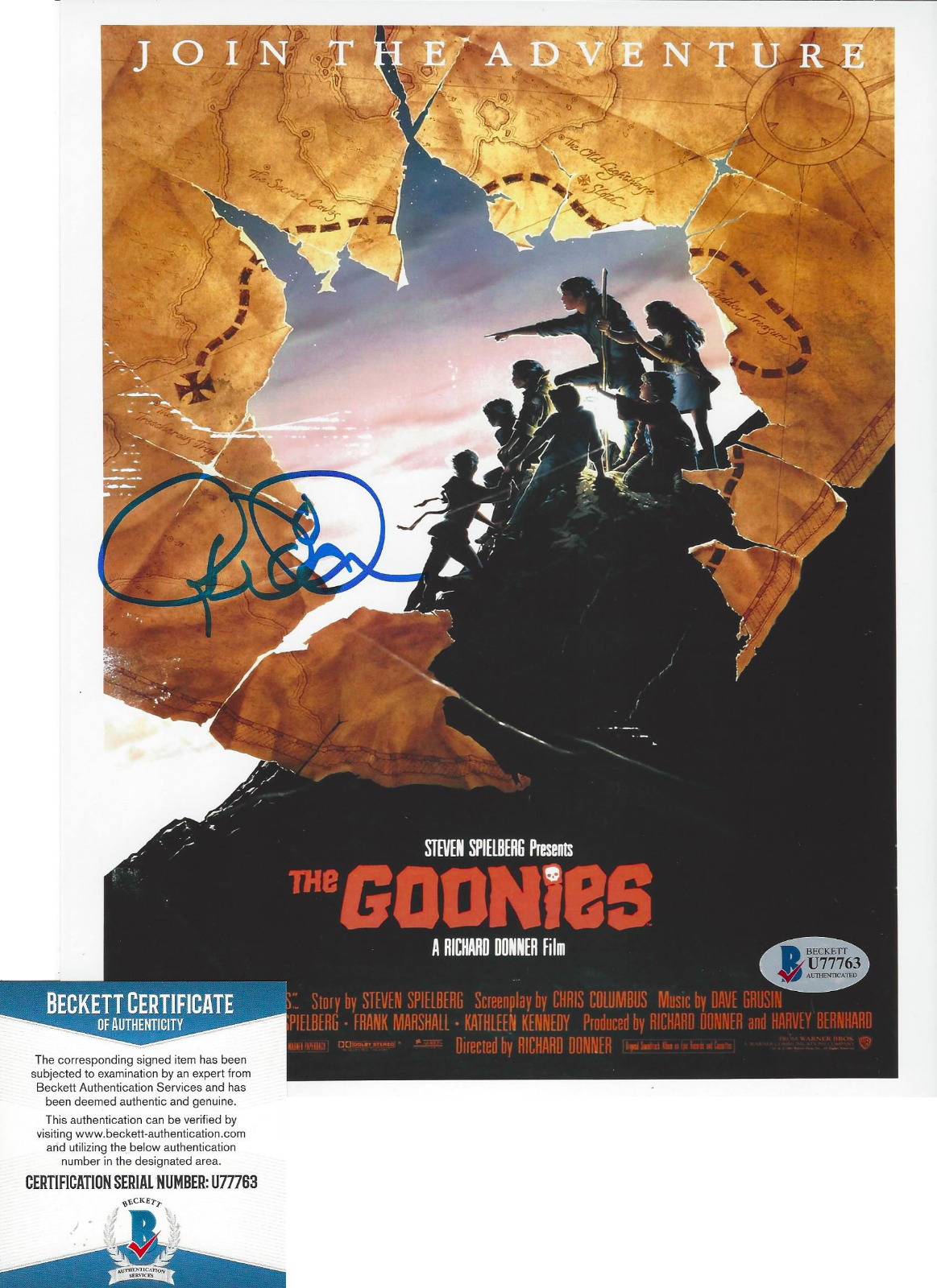 RANDELL WIDNER SIGNED THE GOONIES SLOTH 8x10 MOVIE POSTER Photo Poster painting BECKETT COA BAS!