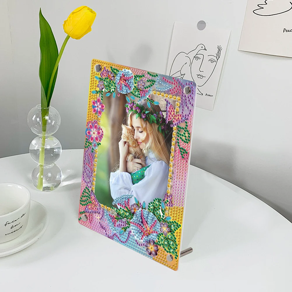 5D DIY Flower Yellow Floral Special Shape Diamond Painting Photo Frame Home Decor