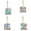 (US Local)PET Double Sided Special Shaped Easter Alphabet DIY Diamond Painting Keychain