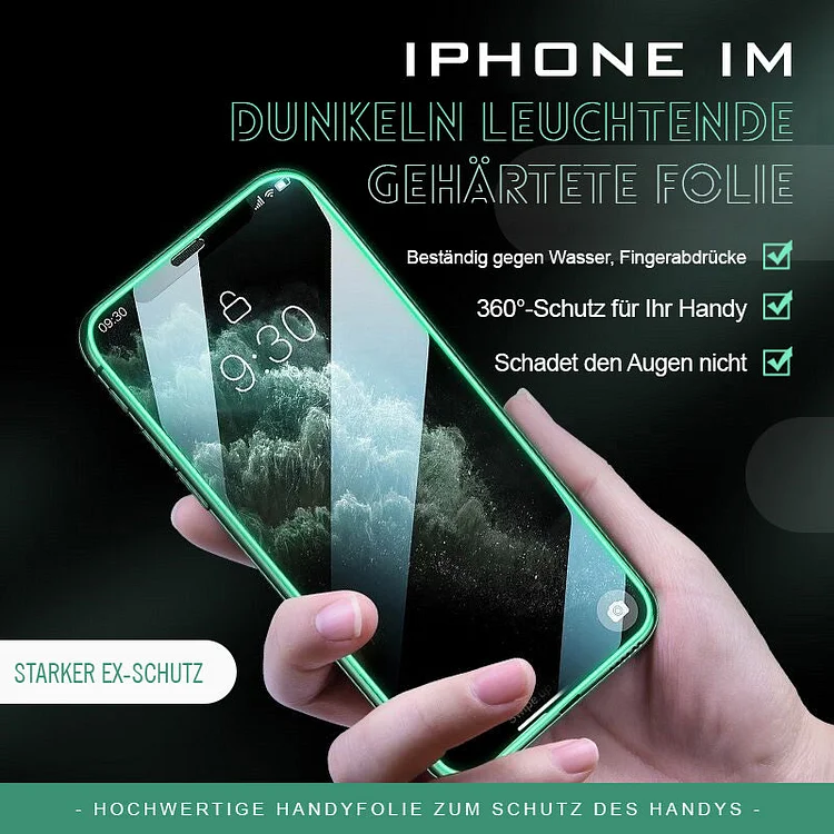 iPhone im Dunkeln leuchtende gehärtete Folie（1 kaufen 1 gratis）
