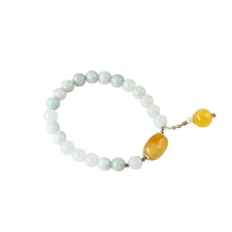 Natural White Jade Agate Protection Bracelet
