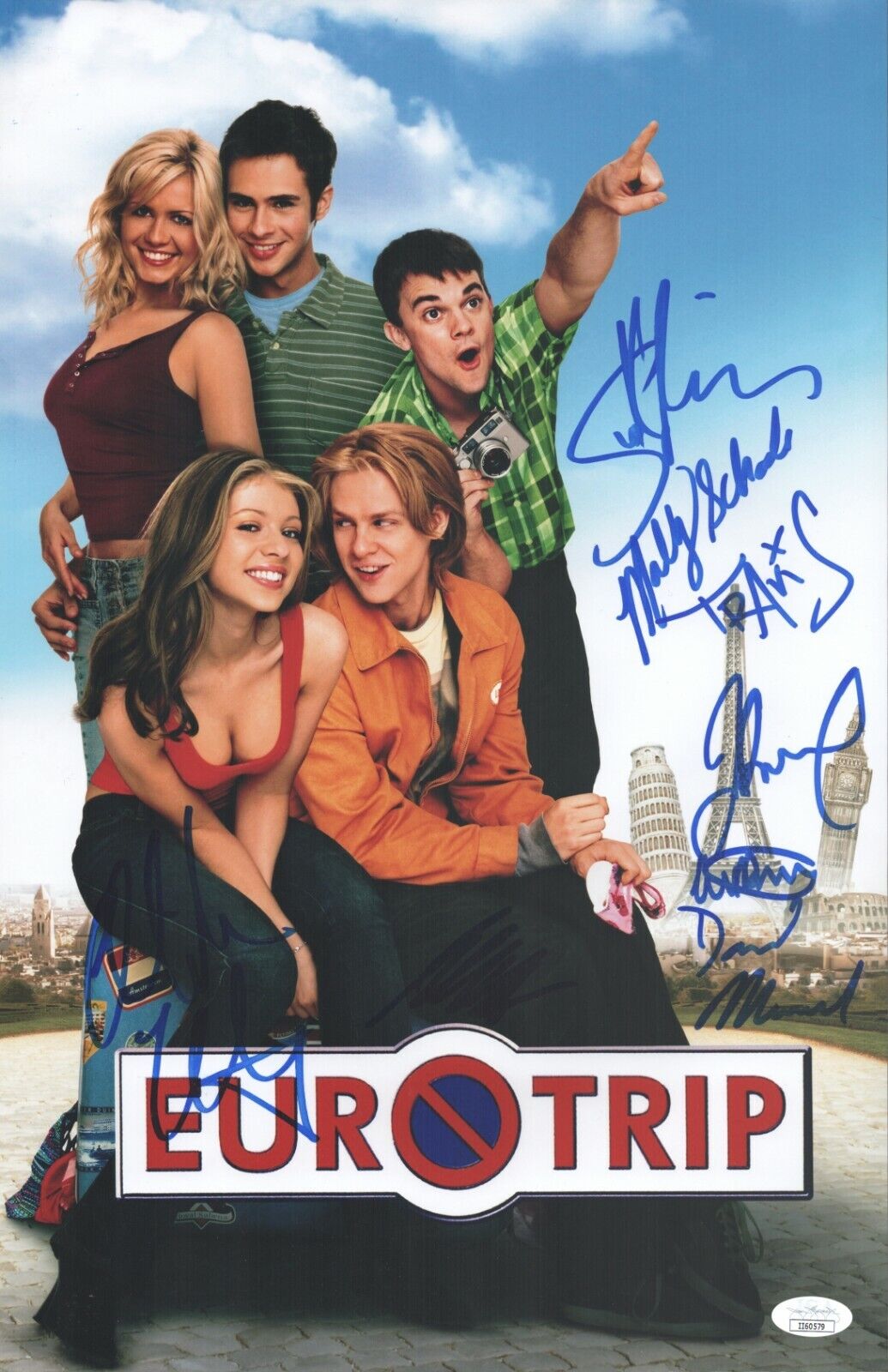 Scott Mechlowicz Jacob Pitts +6 Signed 11x17 Eurotrip Authentic Auto JSA COA