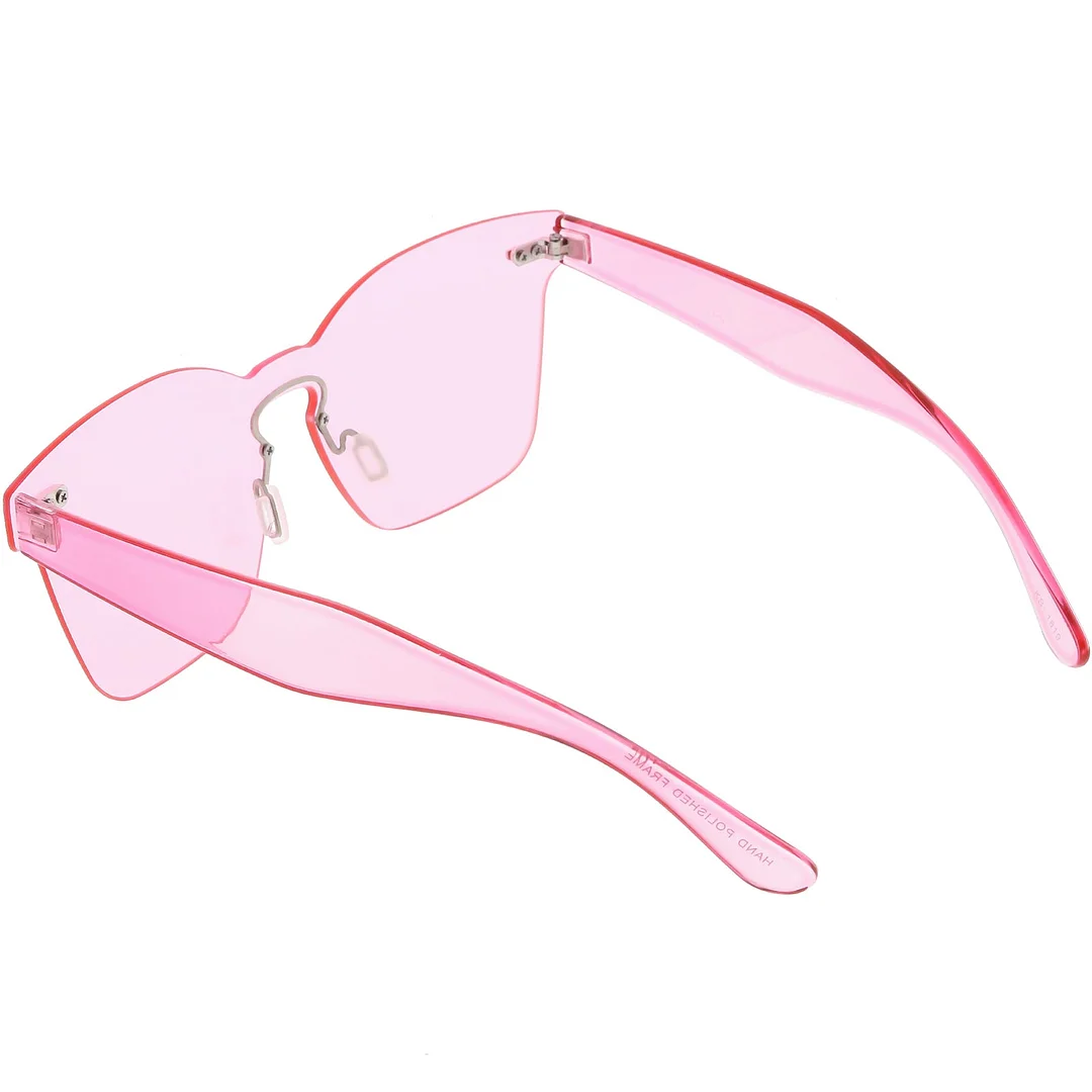 Oversize Rimless Horn Rimmed glasses Keyhole Nose Bridge Mono Flat Lens 59mm