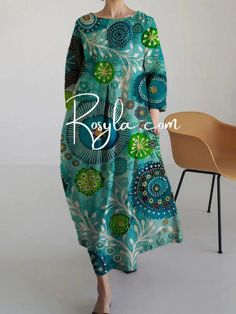 Women's Vintage Colorful Circle Print Dress