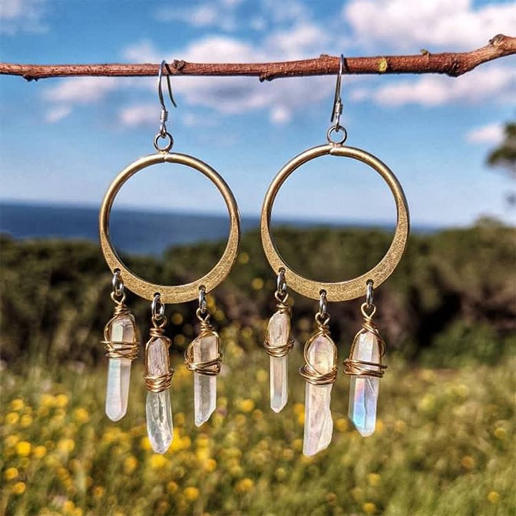 Olivenorma Bohemia Circle Clear Crystal Earrings