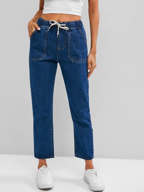 Drawstring Pocket Stovepipe Jeans