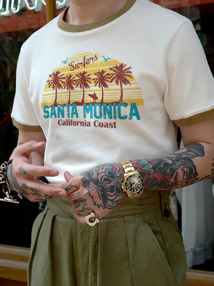 Retro casual men's Hawaiian T-shirt