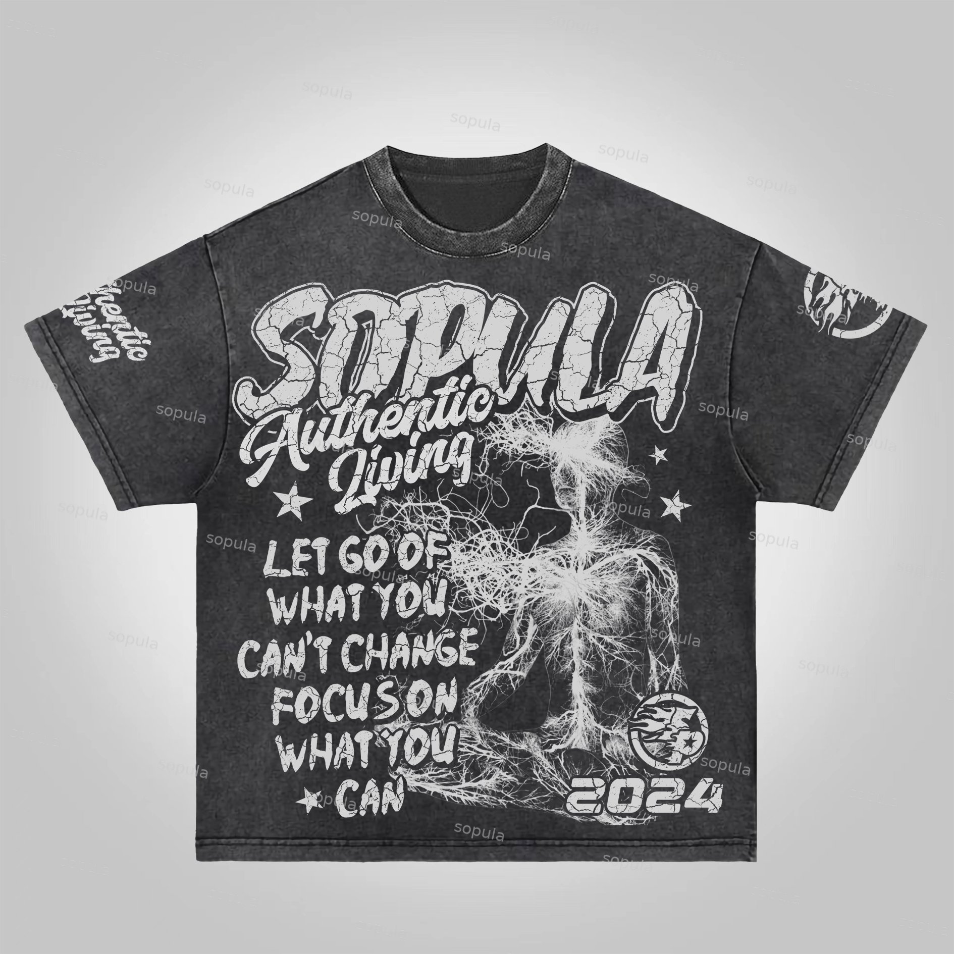 Sopula Studio God's Guide Old Print Graphic Washed T-Shirt - Sopula｜Premium Graphic Tees & Graphic Clothing