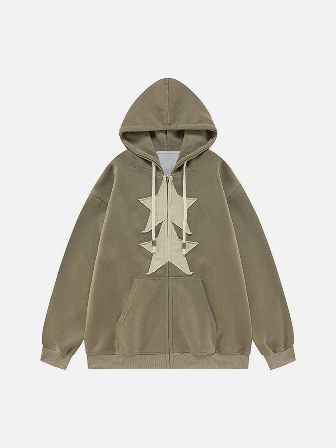 Embroidery Star Zip Up Hoodie