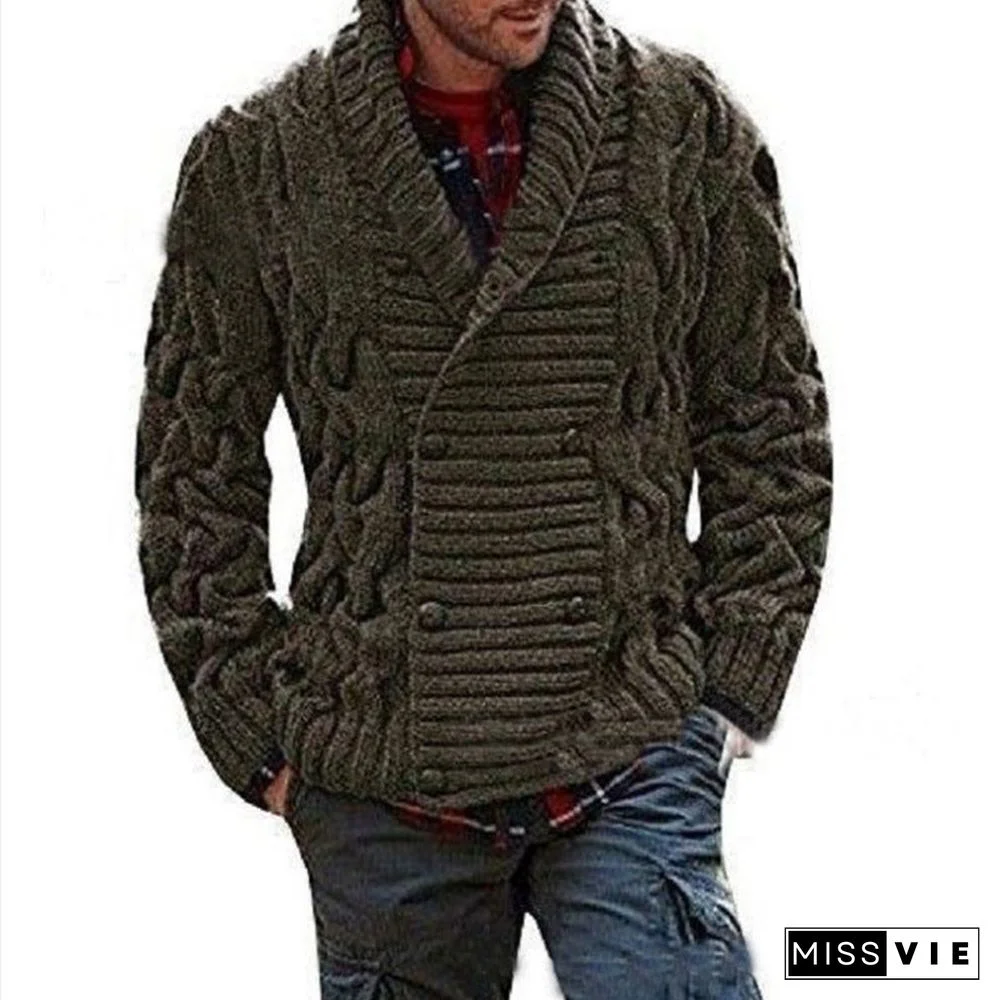 V-neck Double Breasted Men's Sweater