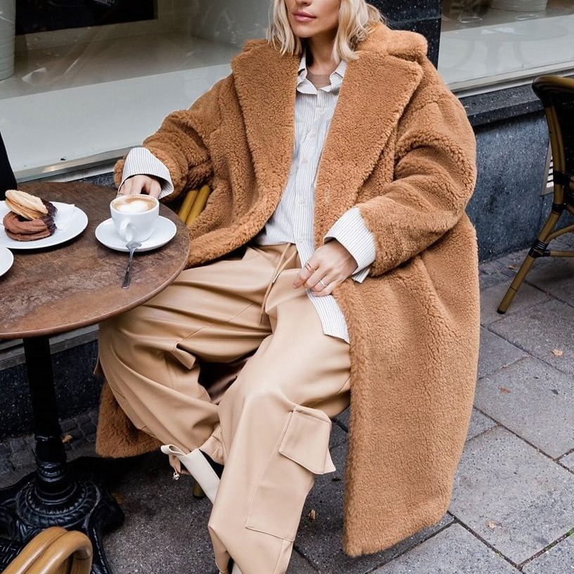 Women's Long Faux Fur Coat Casual Plush Coat