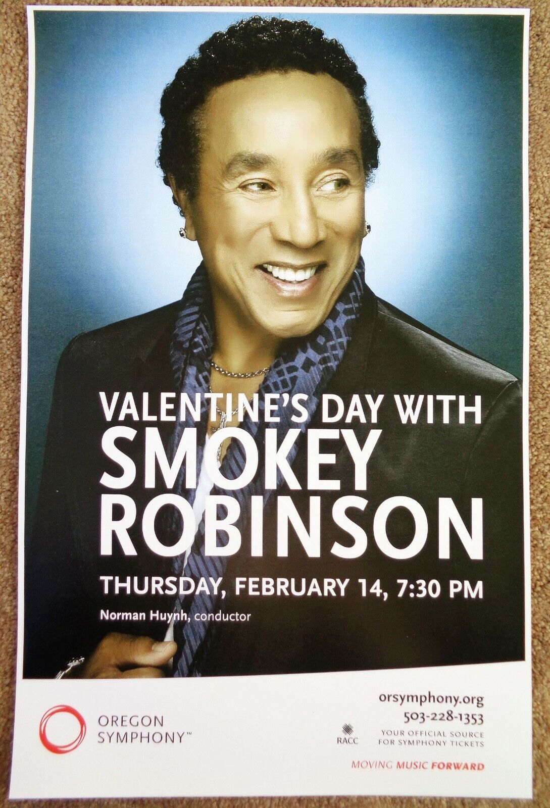 SMOKEY ROBINSON 2019 Gig POSTER Portland Oregon Concert OREGON SYMPHONY