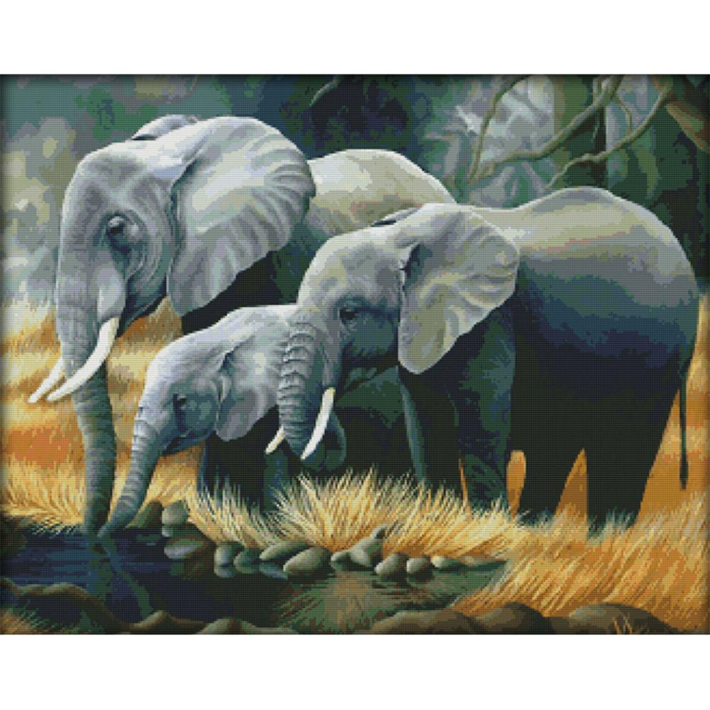 

Elephant - 14CT Stamped Cross Stitch - 68x55cm, 501 Original