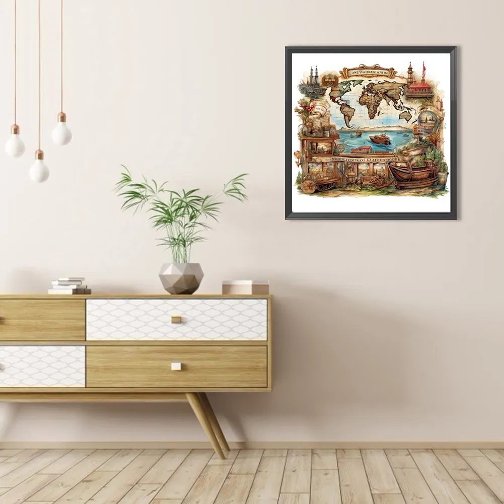Partial AB Diamond Painting - Full Round Drill - Retro Fantasy House(Canvas|45*45cm)