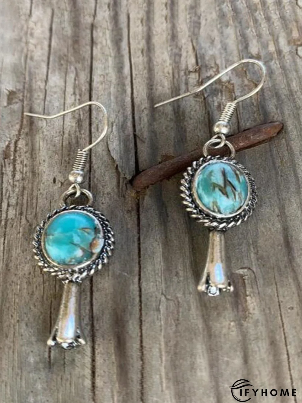 Vintage Turquoise Short Earrings Distressed Ethnic Style | IFYHOME