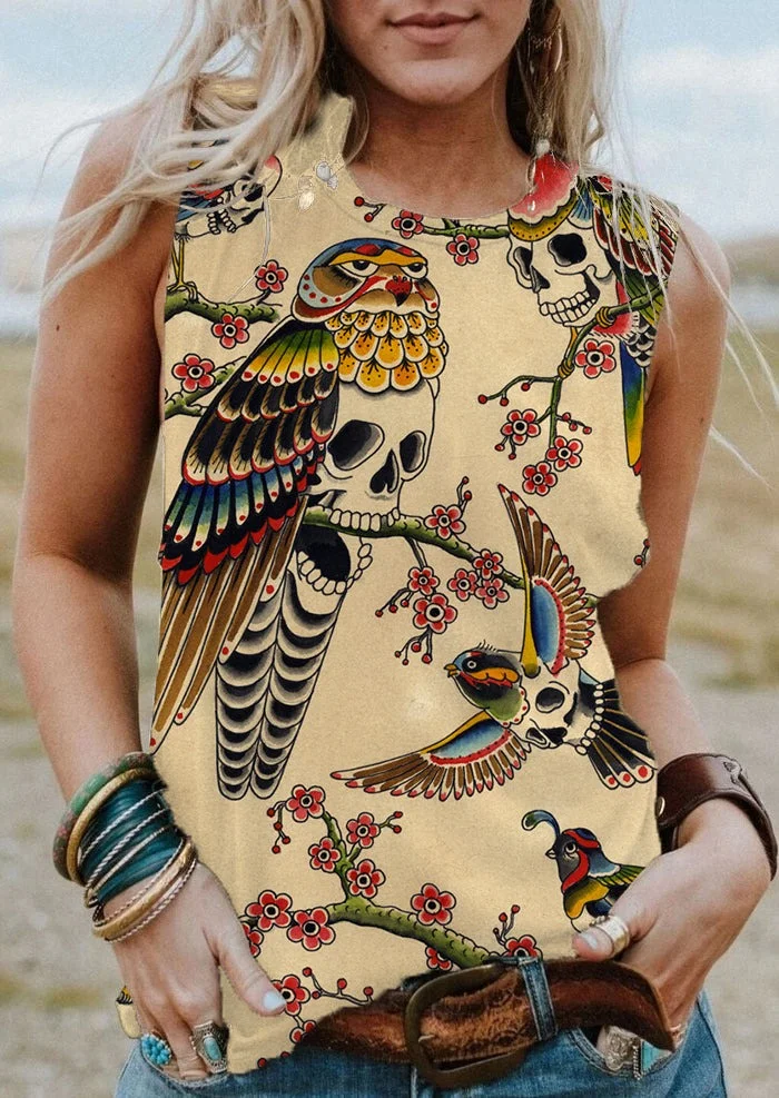 Women's Retro Owl Printed Vest