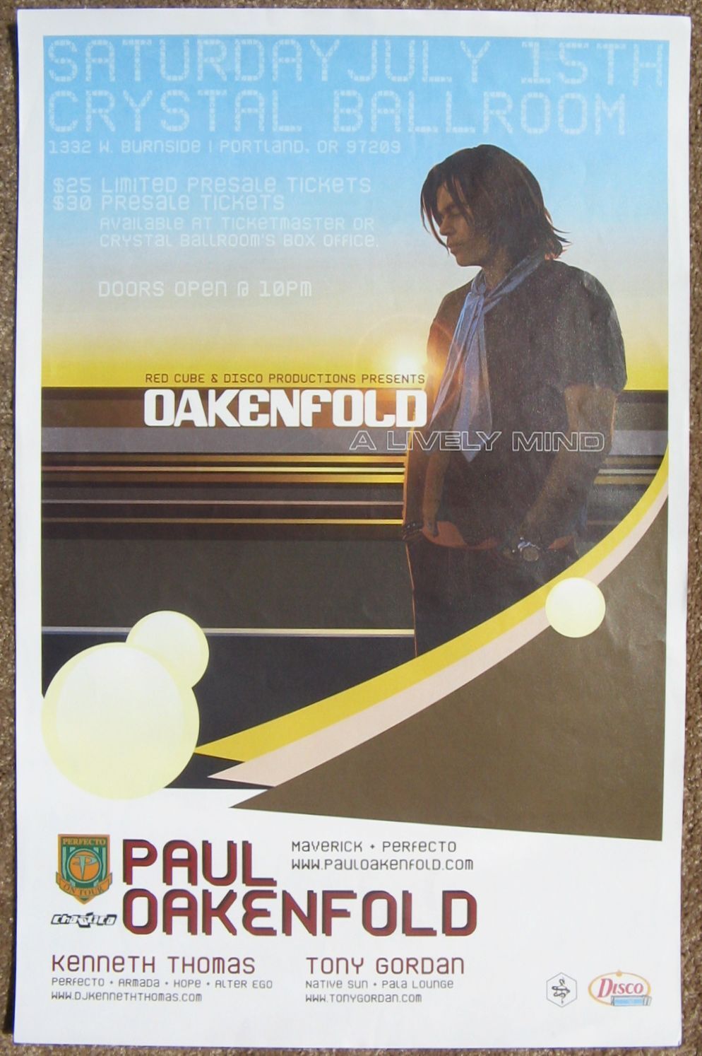 PAUL OAKENFOLD 2006 Gig POSTER Portland Oregon Concert