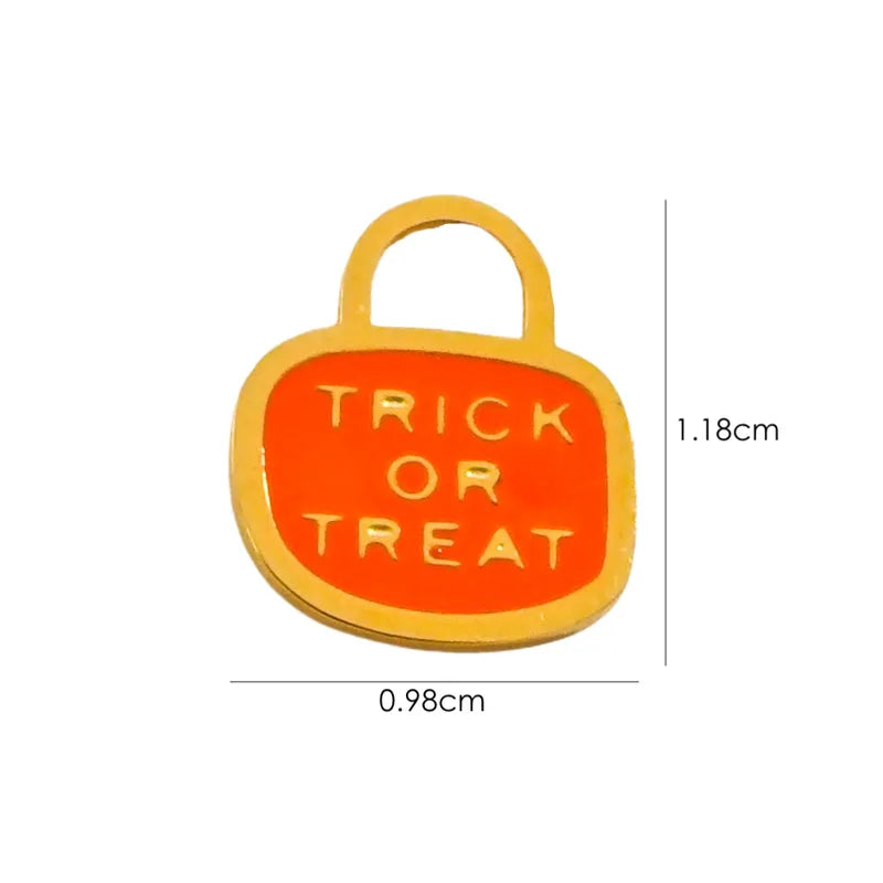 1 Piece 10*14.8mm 8.3*14.8mm 9.1*15.2mm 304 Stainless Steel 14K Gold Plated Pumpkin Skull Grimace Pendant Jewelry Accessories