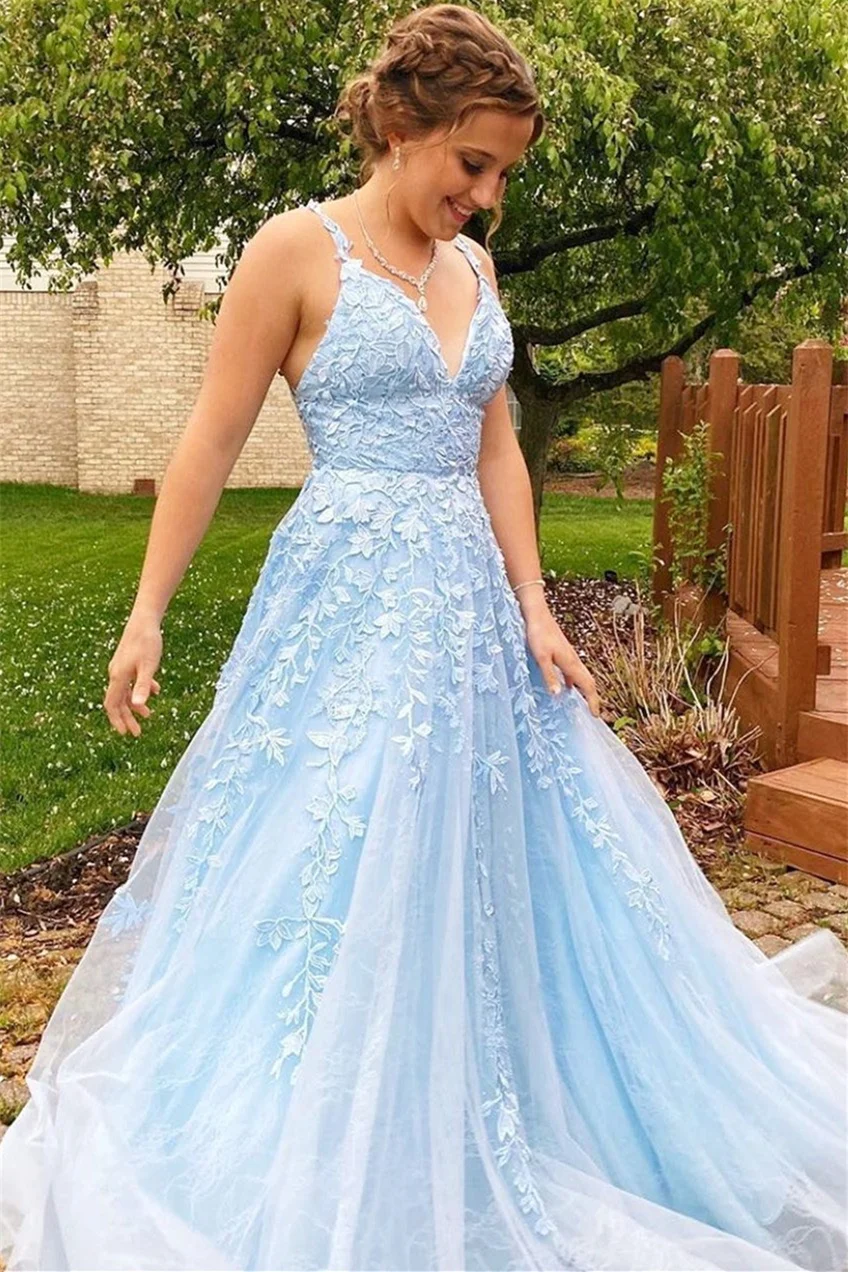 Sky blue 2024 prom dresses