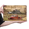 Camion rouge et grange vintage - Panneaux en &eacute;tain m&eacute;tallique(20*30cm/30*40cm) - Garage