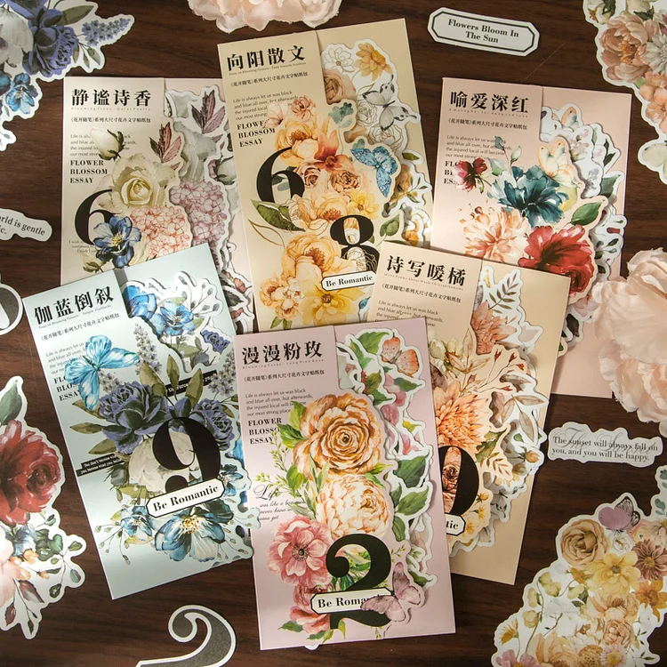 Journalsay 20 Sheets Large Size Vintage Floral Washi Paper Sticker DIY Junk  Journal Decoration Aesthetics Stickers 1.57