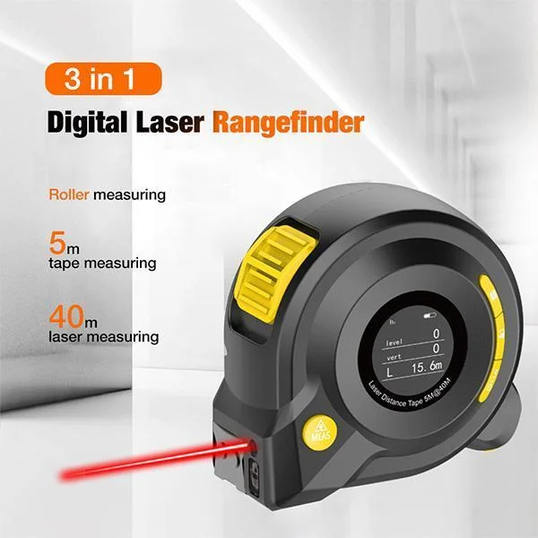 Hugoiio™ 40m + 5m 3-in-1 Hand-held Laser Range Finder Distance Measurement, Square Measurement, Cubic Measurement