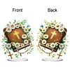 (US Local)Double Sided Effect Acrylic Special Shape Cross Jesus Desktop Diamond Art Kits for Home Office Decor