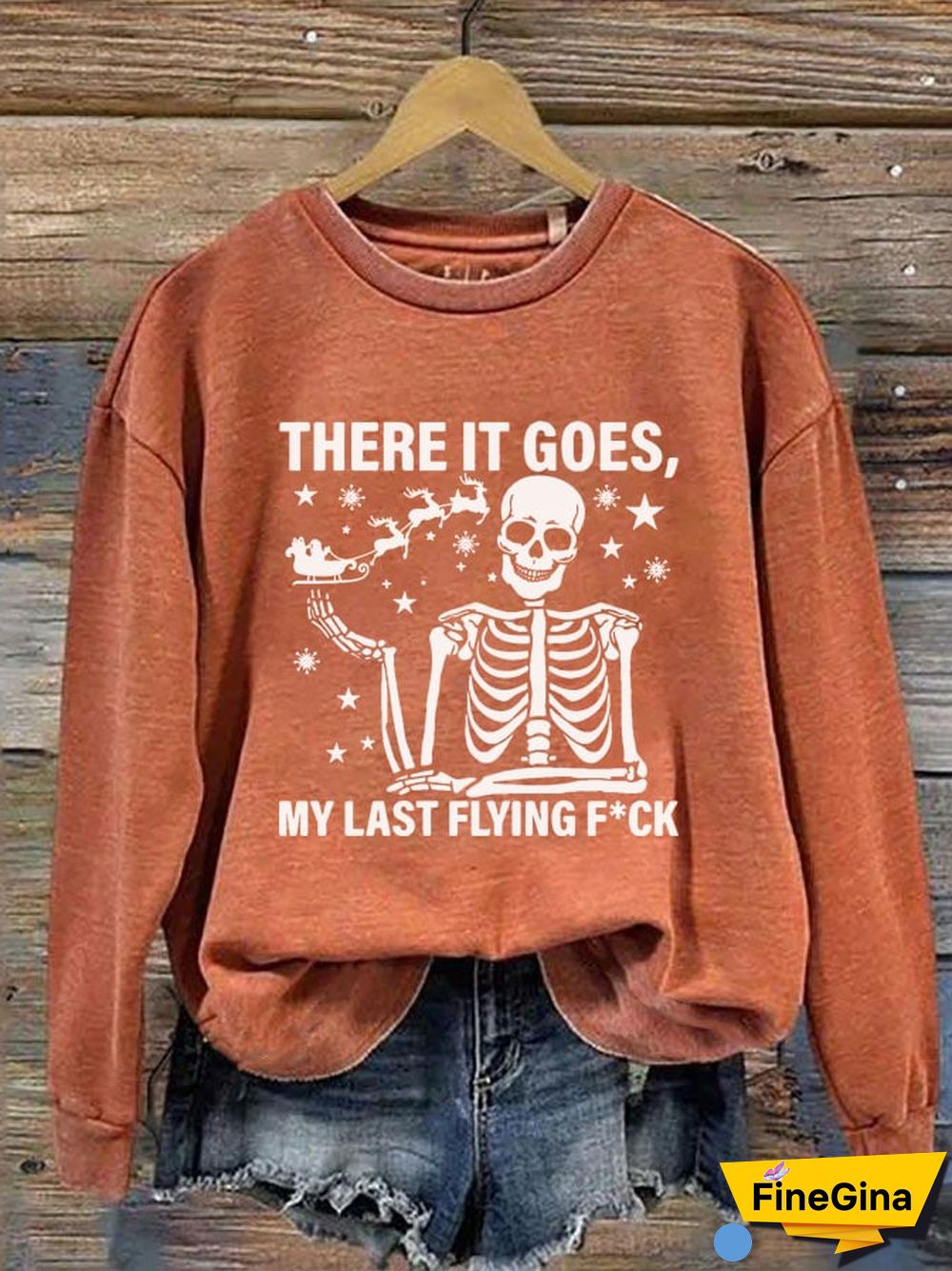 Women's Christmas There It Goes My Last Flying F*ck Print Crew Neck Sweatshirt