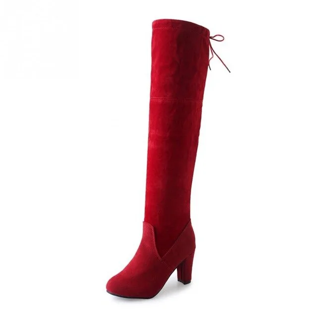 Back to college 2022 Winter Women's Over The Knee Boots Women Suede Woman Skinny Knee High Heels Ladies Autumn Sexy Pumps Female Long Boot Shoes