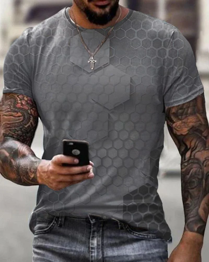 Men New Print Casual T-shirt-11