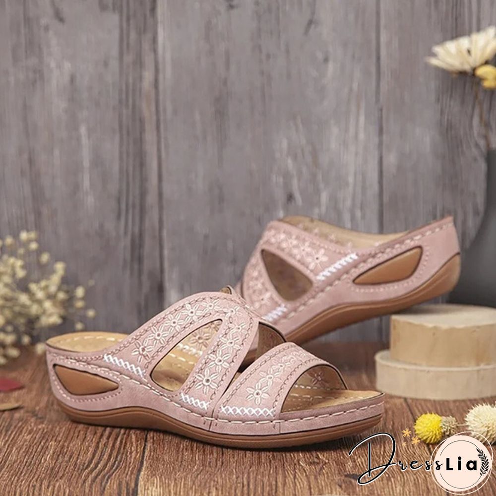 Women's Fashion Casual Sandals Open Toe Summer Sandals Vintage Wedge Slippers Platform Sandals Plus Size 35-43