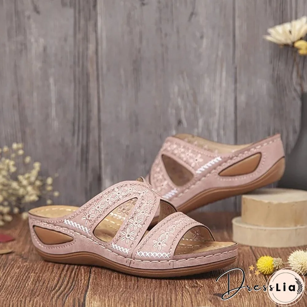 Women's Fashion Casual Sandals Open Toe Summer Sandals Vintage Wedge Slippers Platform Sandals Plus Size 35-43