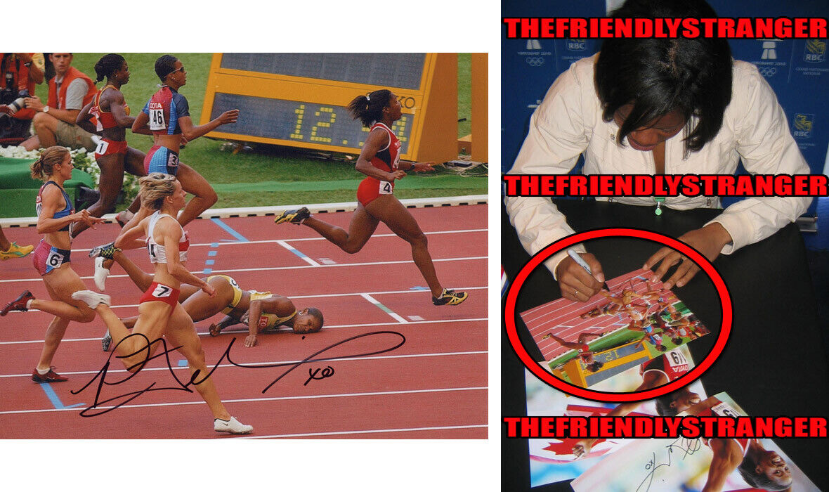 PERDITA FELICIEN signed 8X10 Photo Poster painting PROOF b 2004 World Champion 100M Hurdles COA