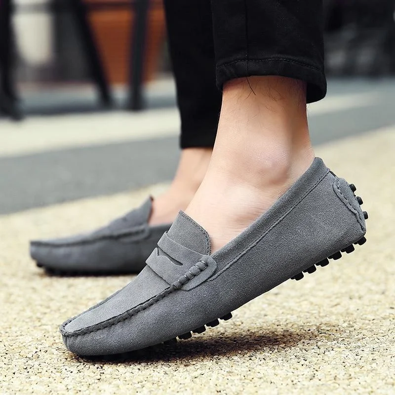 Men's Soft Loafers Moccasins Genuine Leather Flats Driving Shoes