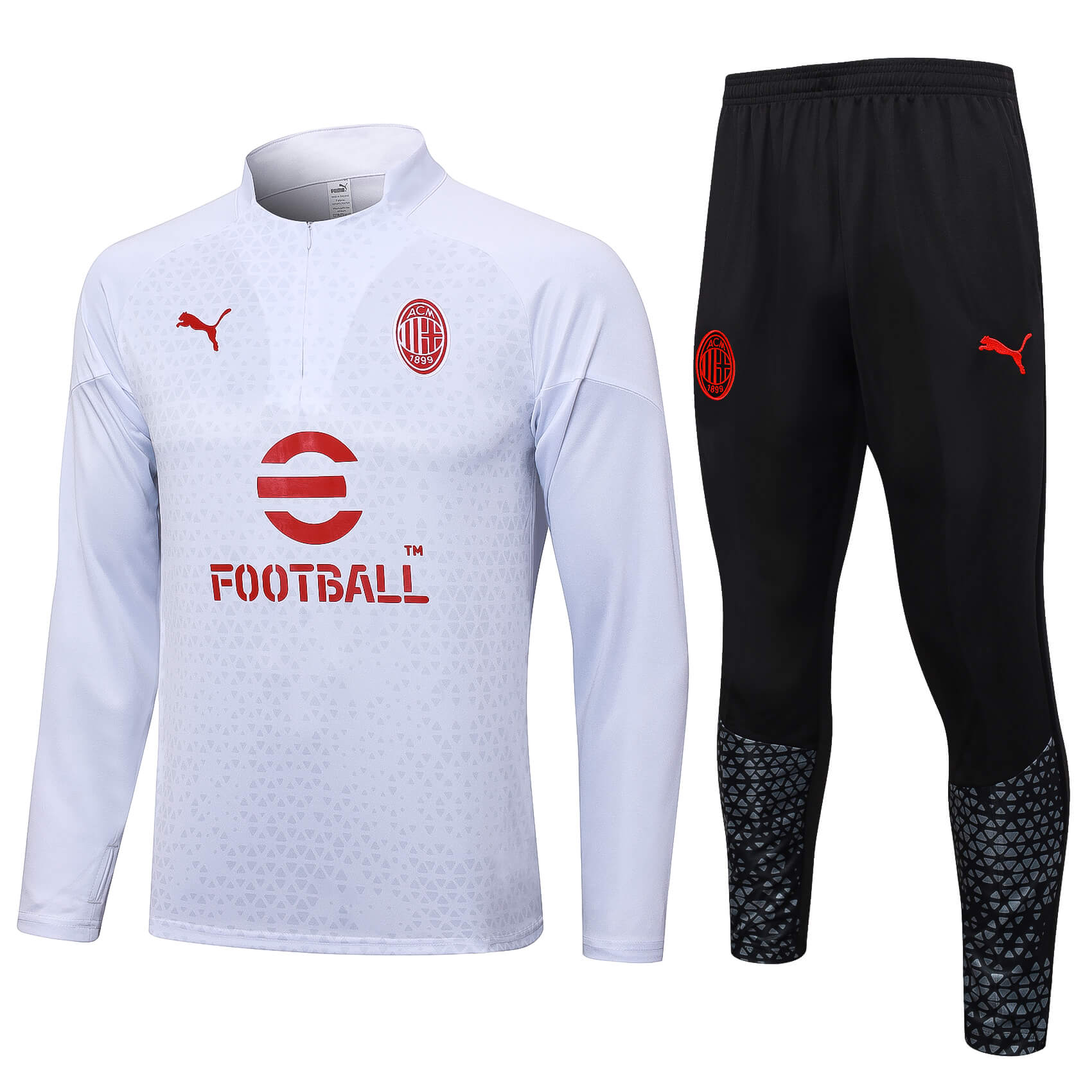 2023/2024 AC Milan Half-Pull Training Suit White Soccer Jersey 1:1 Thai Quality mysite