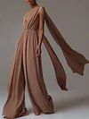 Solid Color Deep V-Neck Loose Jumpsuits