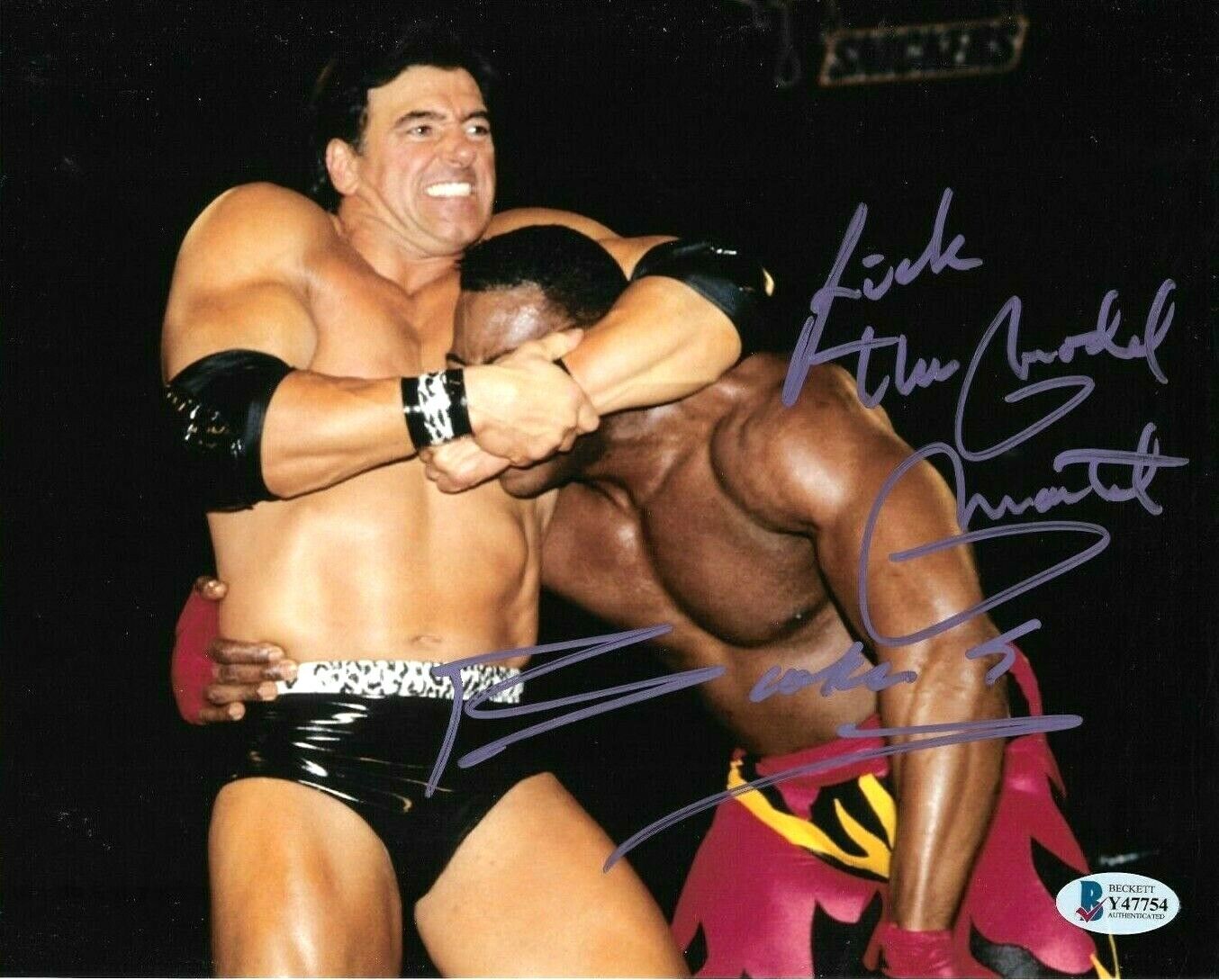 WWE BOOKER T AND RICK MARTEL HAND SIGNED AUTOGRAPHED 8X10 Photo Poster painting WITH BECKETT COA