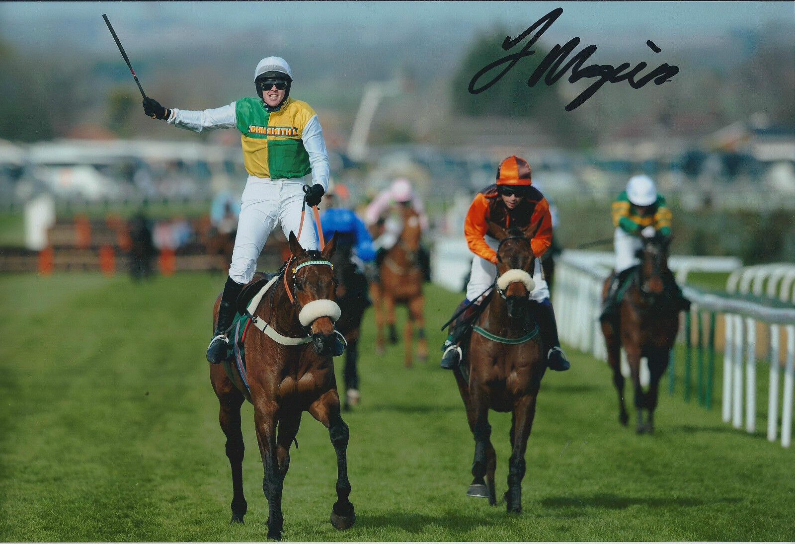 Jason MAGUIRE SIGNED Jockey Autograph 12x8 Photo Poster painting AFTAL COA AINTREE Ballabriggs