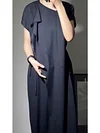 High-end Light Luxury French Romantic Knee-length Ice Silk Short-sleeved Drape Dress