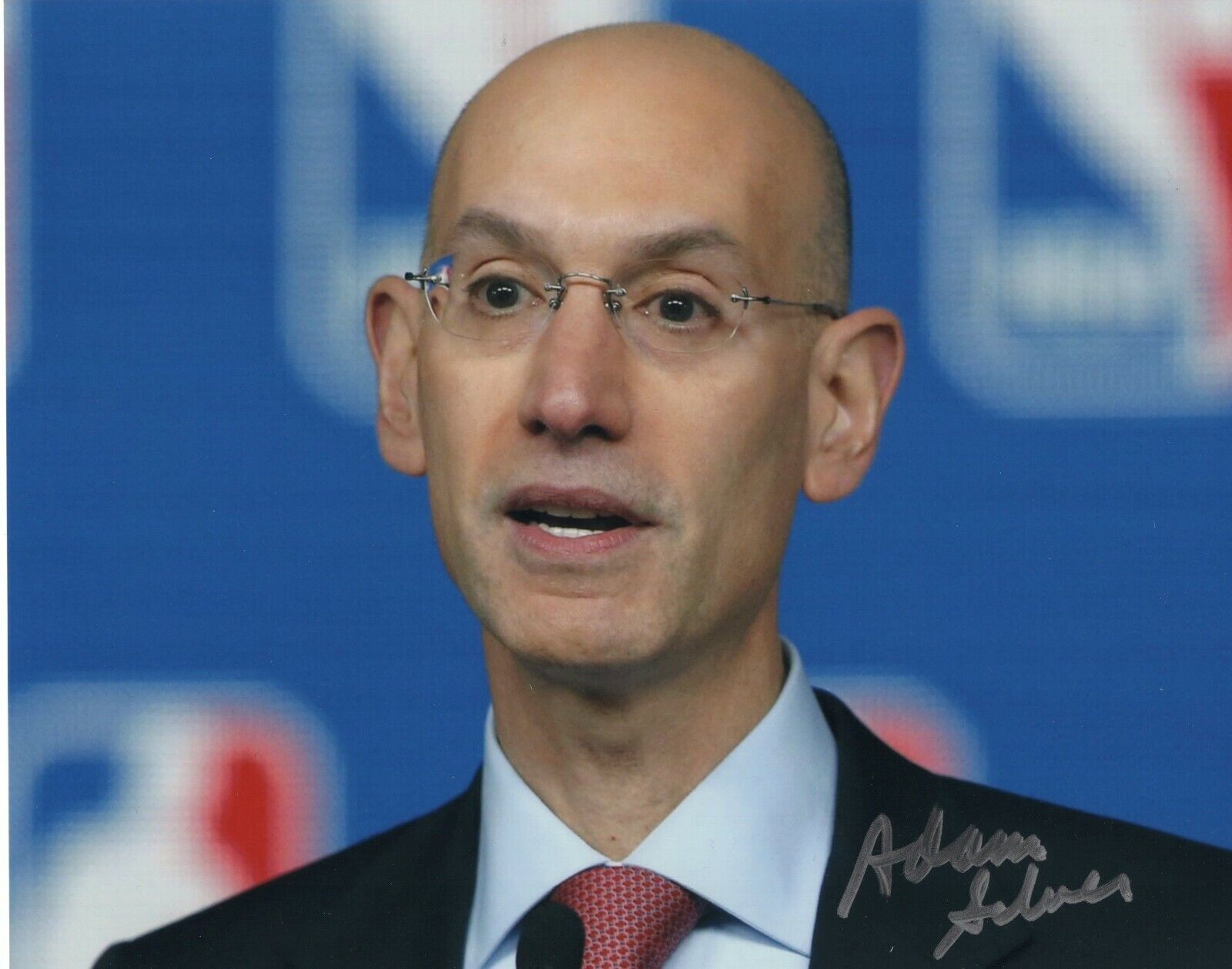 ADAM SILVER SIGNED AUTOGRAPH BASKETBALL NBA COMMISSIONER 8X10 Photo Poster painting #2