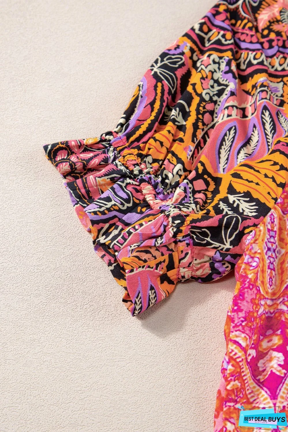 Boho Floral Buttoned Blouse