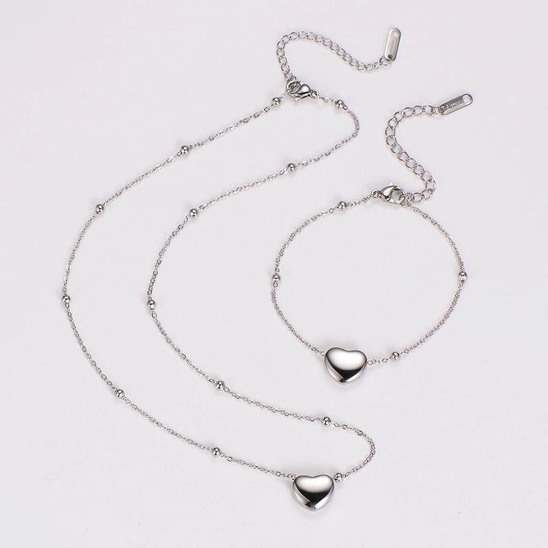 Retro Punk Commute Heart Shape 304 Stainless Steel 18K Gold Plated Rose Gold Plated Jewelry Set