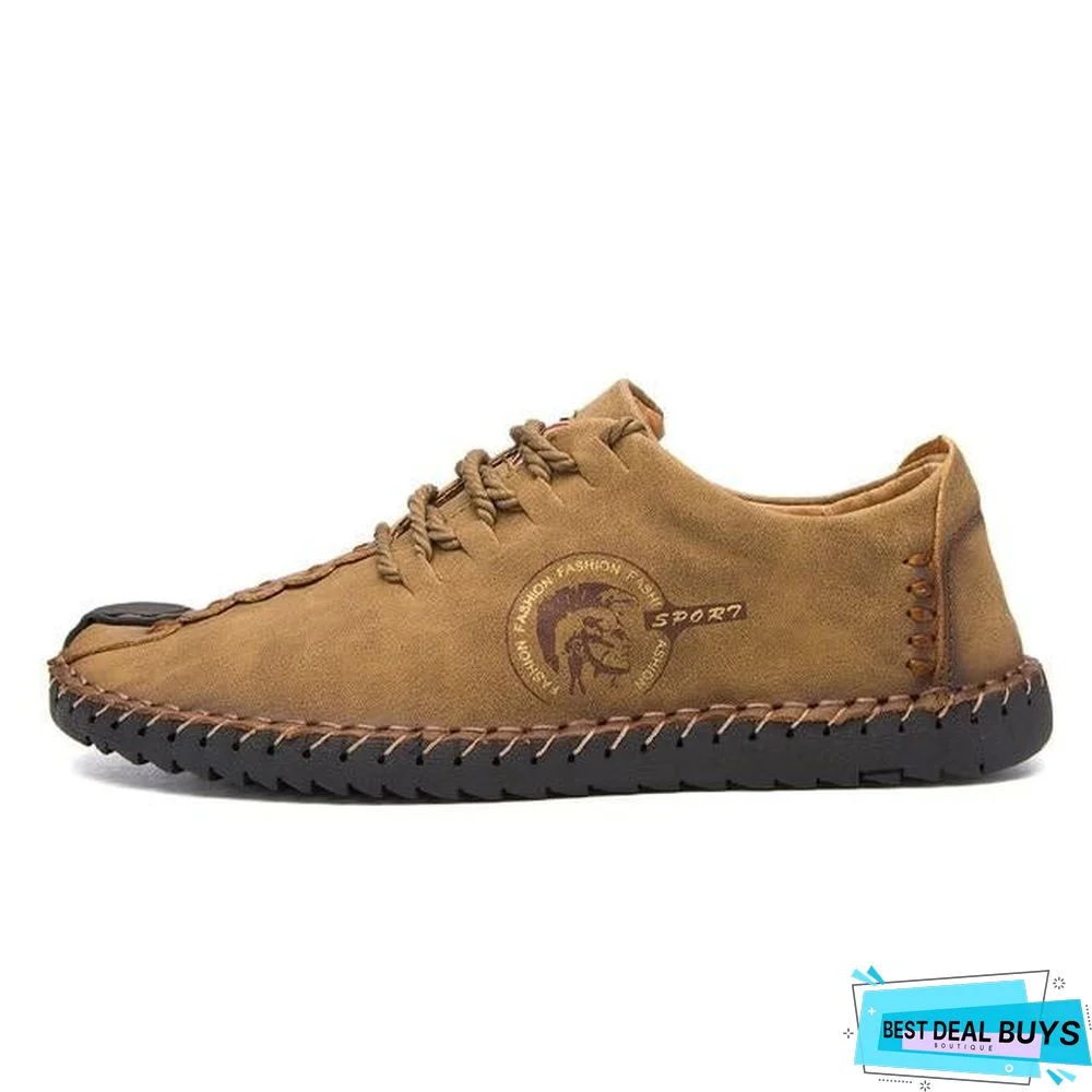 Men's Comfortable Casual Loafers Shoes Split Leather Flats Moccasins Shoes