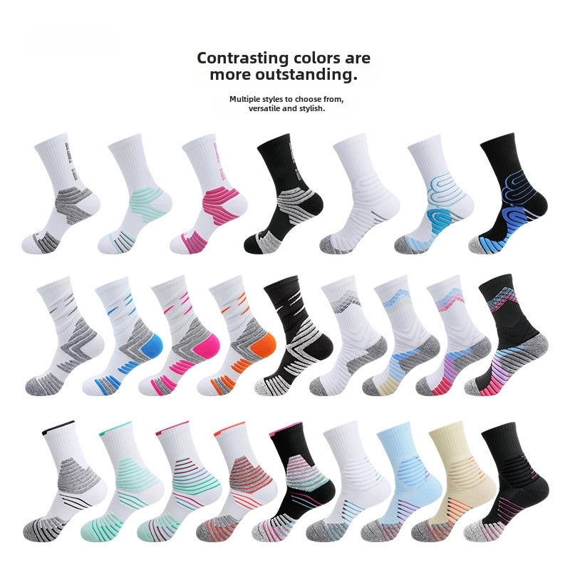 Elite Non-slip Basketball Stockings Practical Breathable Running Thickened Towel Bottom Mid-calf Socks Sweat-absorbent Sports Men And Women Socks