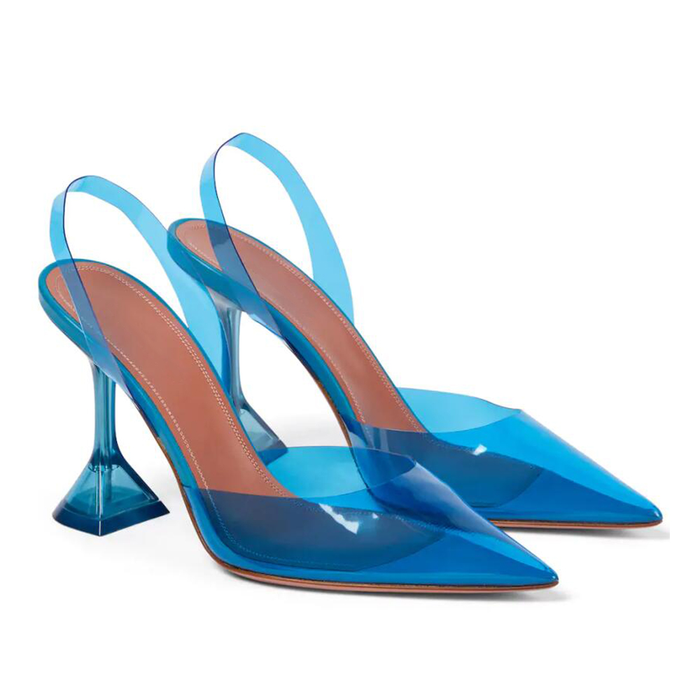 95mm Begum Crystal Slingback Party Wedding Women's Pumps Transparent-vocosishoes
