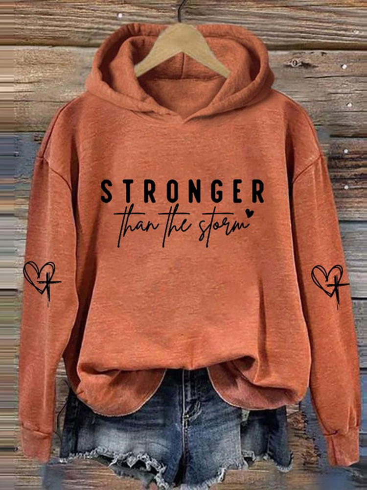 Comstylish Women's Stronger Than The Storm Printed Hoodie